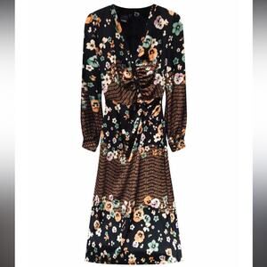 Pinko Floral Long Sleeve Maxi Dress US 4